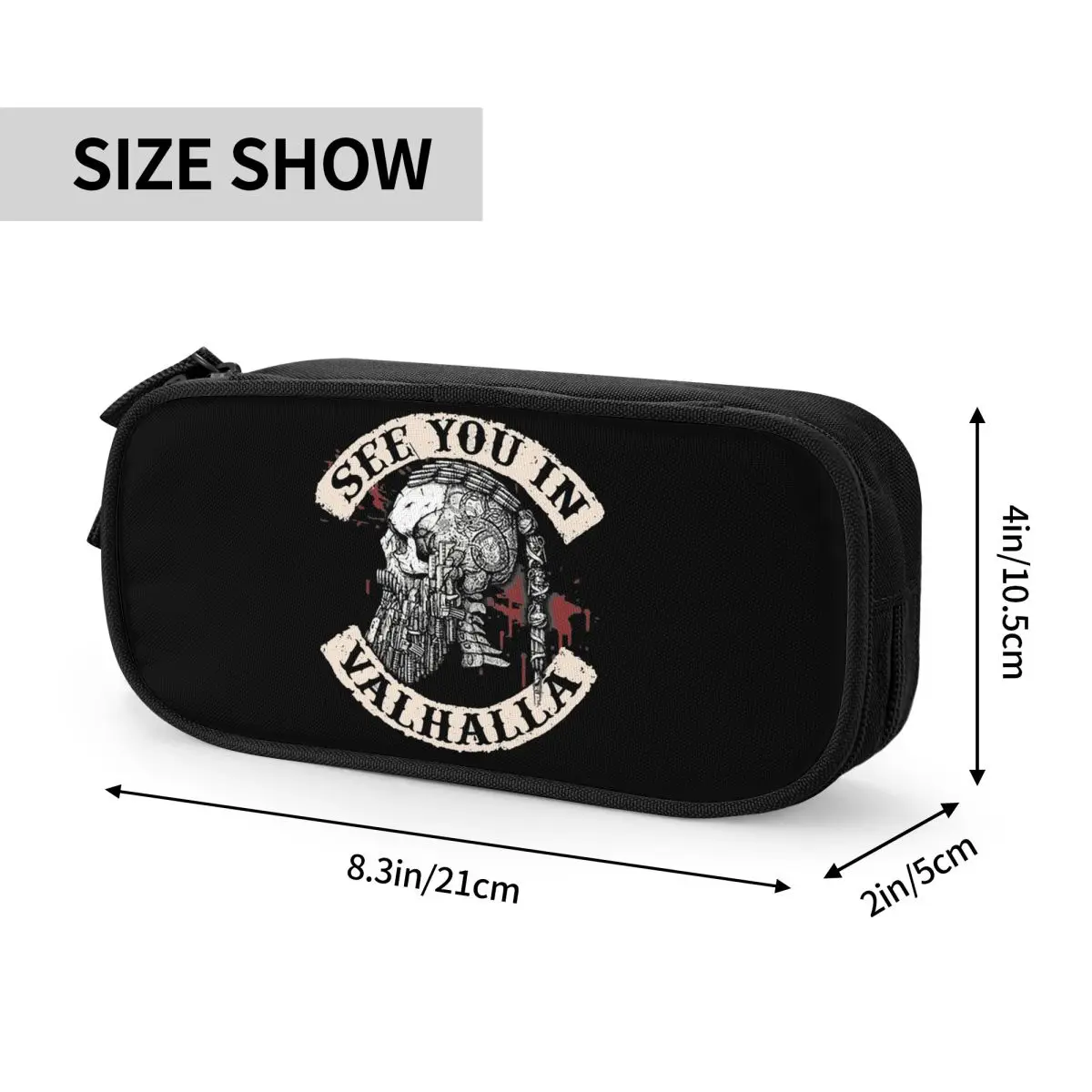 See You In Valhalla Skull Viking Pencil Cases for Large Capacity Norse Odin Ragnar Warrior Pencil Pouch School Accessories