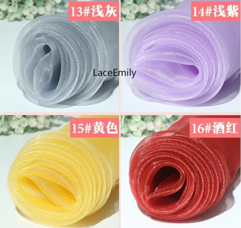 31 Colors Glitter organza Stiff Lace Fabric Hard Organza Sheer Tulle Fabric For Girl Dress  Dress Wedding Dress Bridal Veil