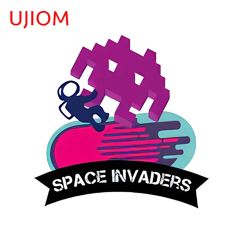 UJIOM 13cm X 12.9cm Creativite Space Invaders Wall Stickers Cartoon Kids Room Wardrobe Decal Game Room Decoration Chambre