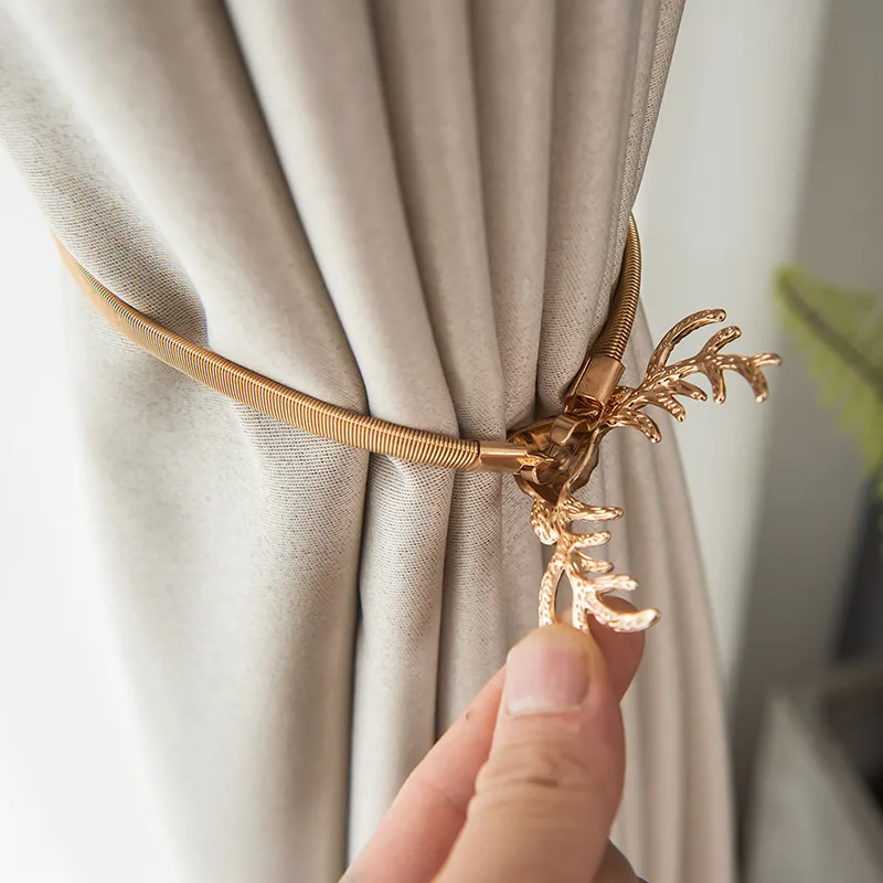 1Pc Elk Feather Elastically Stretchable Curtain Clip Curtains Holders Tieback Buckle For for Living Room Bedroom Home Decoration