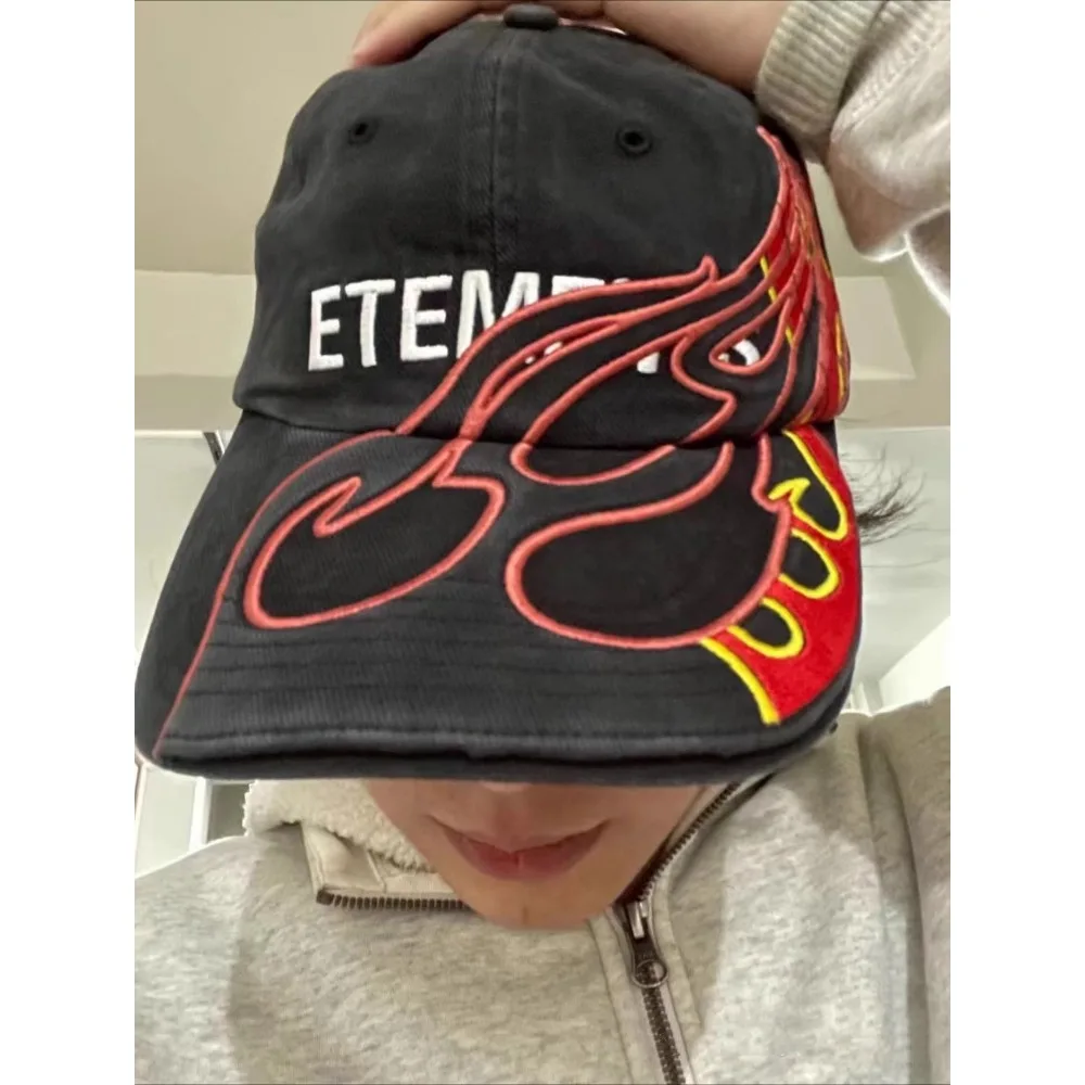 NIGO Men's Women's High Street Flame Embroidery Baseball Duck Tongue Cap Shade Dark Trend Hip Hop Hat Accessories #NGTOP11794