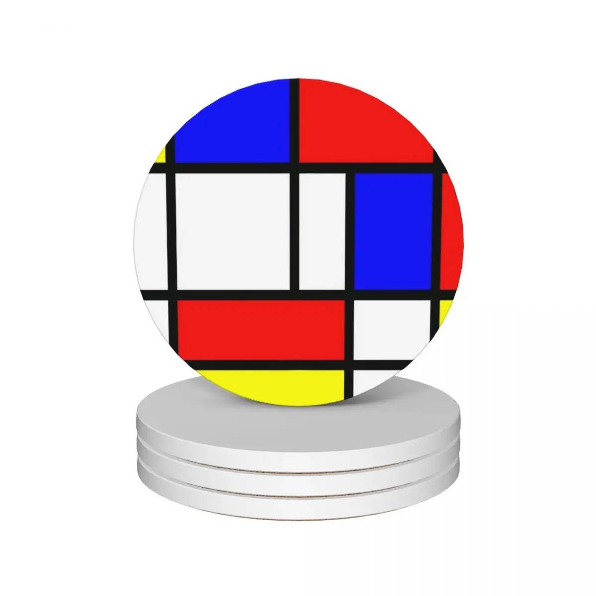 

Piet Mondrian Composition 2 Color Block with Red Yellow and Blue Ceramic Coasters (Set of 4) mug mat christmas tea Coasters