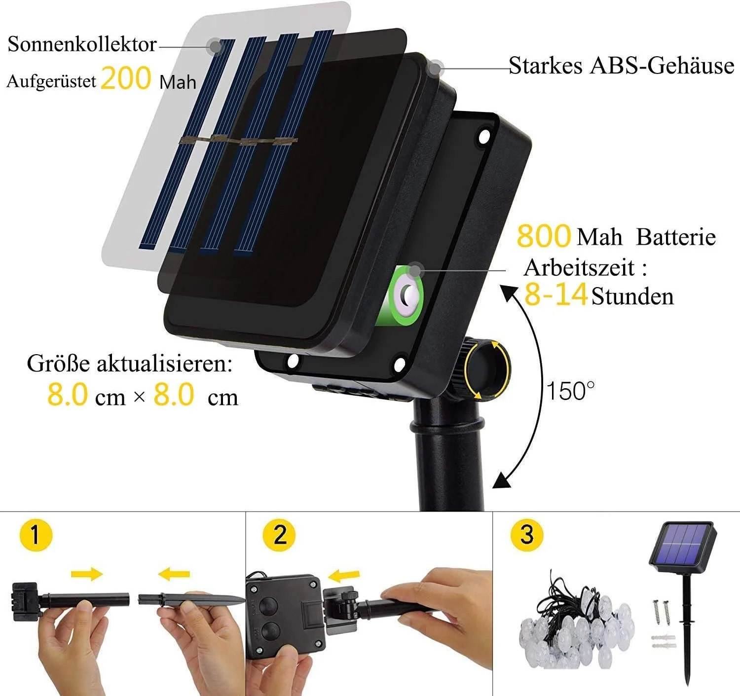 Lampu setrip surya dekorasi Natal, lampu untai tenaga surya luar ruangan tahan air dengan 8 mode, lampu peri untuk pernikahan Tahun Baru