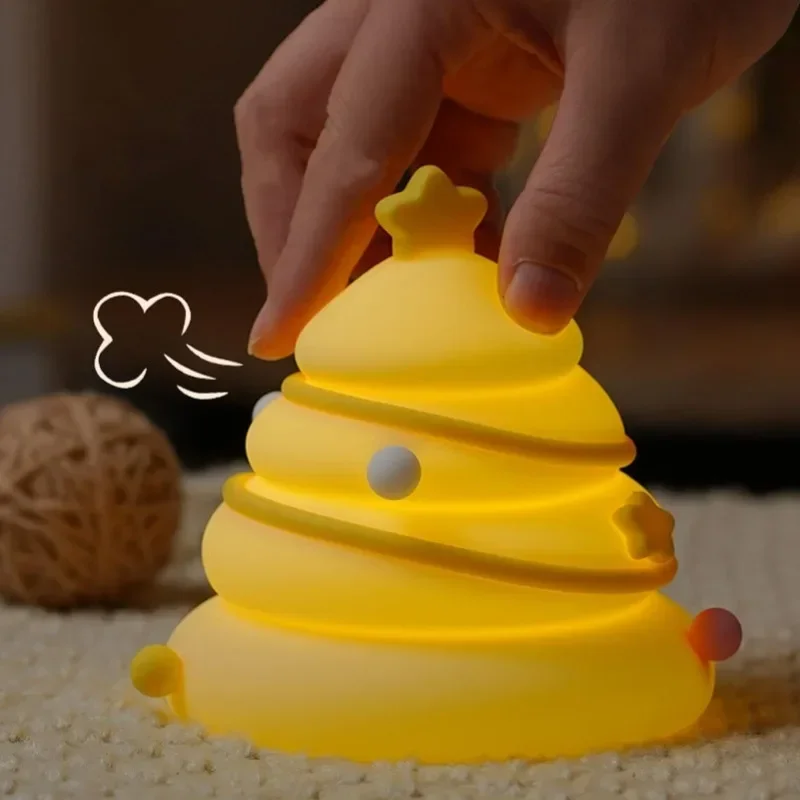 

Christmas Tree Night Light Silicone Pat Night Lamp Cartoon Pat Sleeping Nightlight for Study Room Kid's Room Bedroom College