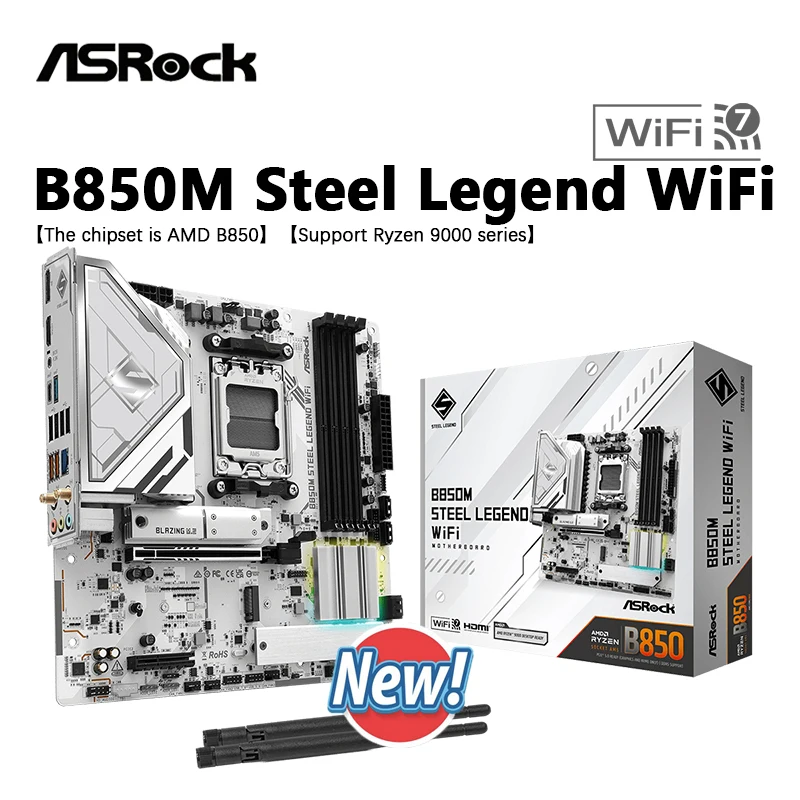 

ASROCK B850M STEEL LEGEND WIFI НОВАЯ материнская плата AMD B850 Micro ATX AMD Socket AM5