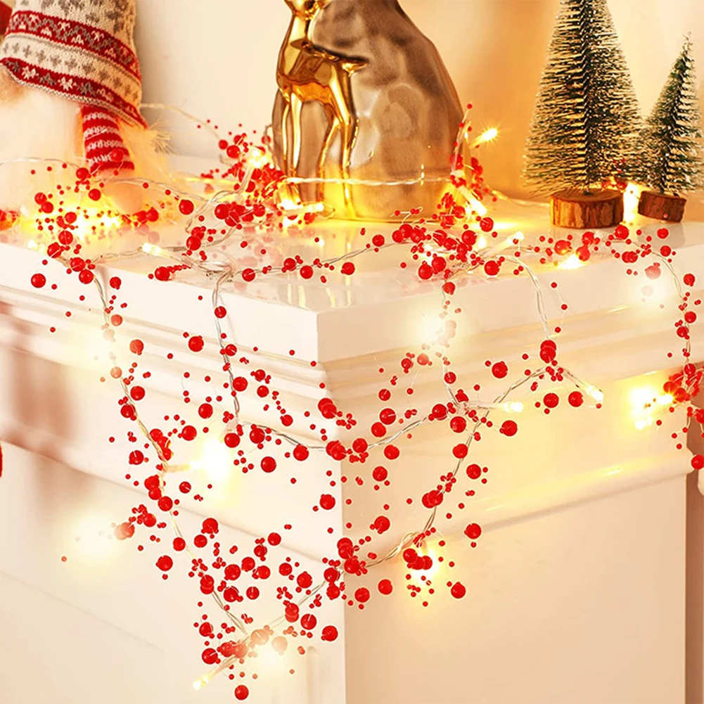 

10FT Berry Beaded Glarand String Lights Waterproof 30LED Battery Operated String Lights For Wedding Christmas Party Decoration