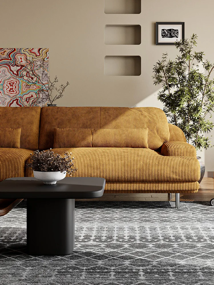 Nordic simple fabric small apartment home living room designer Yan Mu You straight row sofa modern three-person sofa