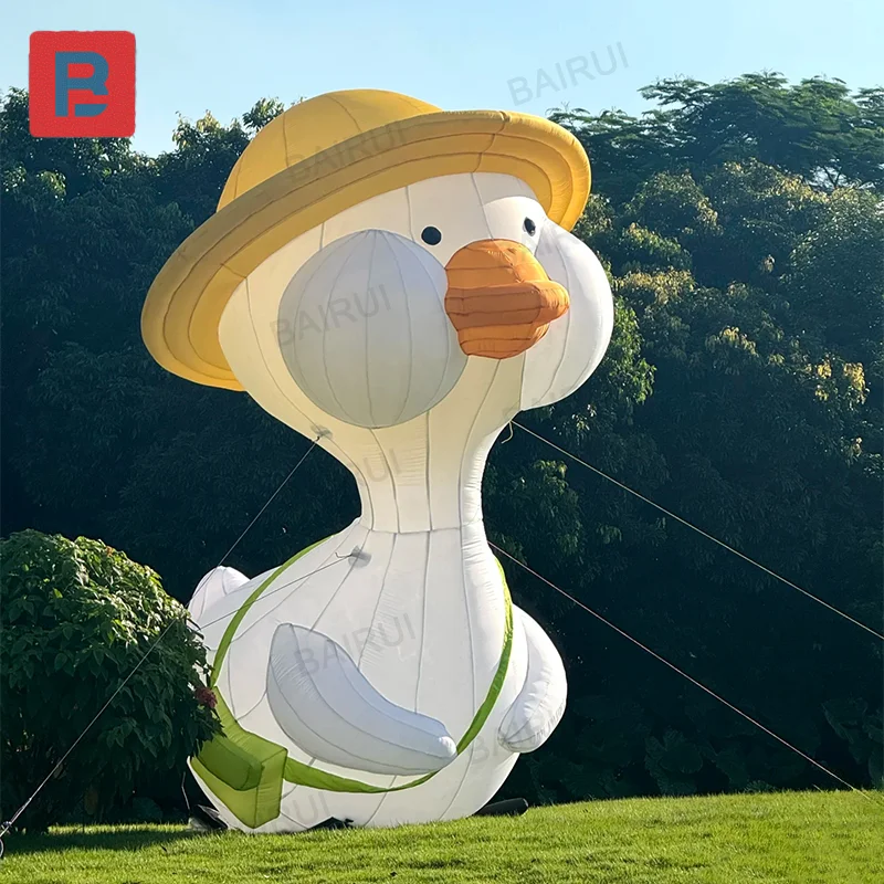 Pato blanco inflable gigante, muñeco de pato de dibujos animados para comida, restaurante, publicidad, parque, decoración nocturna