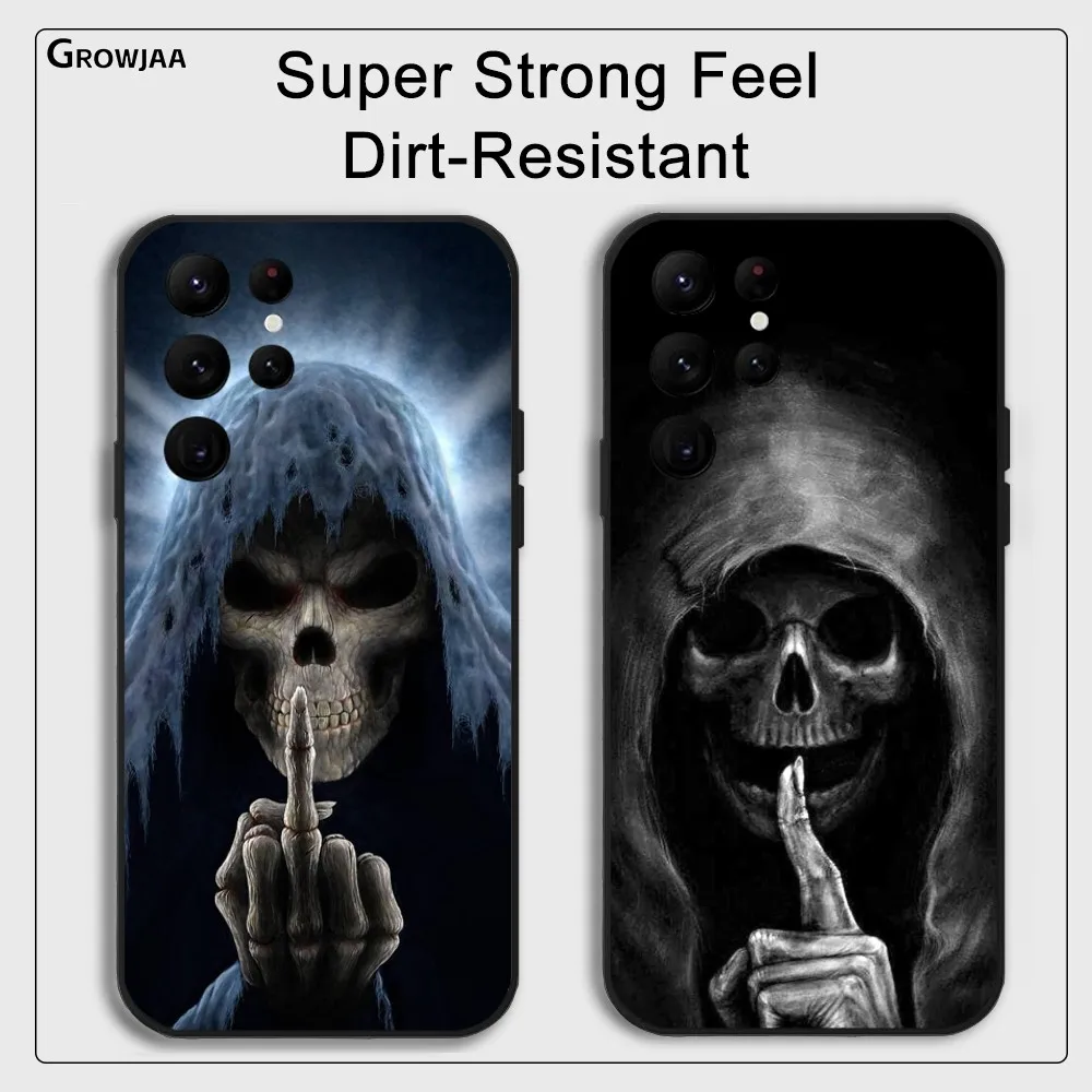 

Grim Reaper Skull Skeleton Phone Case For Samsung Galaxy S25 S24 S22 S23 Ultra S21 S20 Plus 5G Protective Silicone Funda