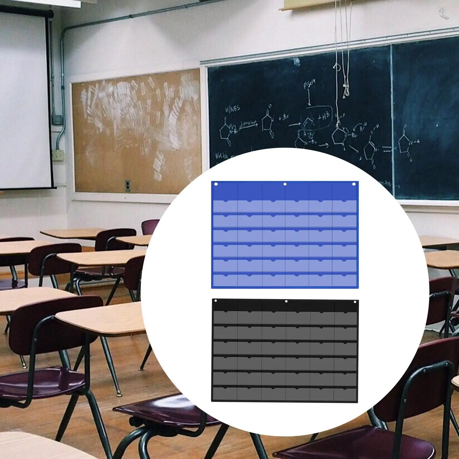 กระเป๋าจัดระเบียบอเนกประสงค์ ที่ใส่เครื่องคิดเลข ผ้าอ็อกซ์ฟอร์ด ช่องใส่การ์ด 36 ช่อง สำหรับจัดเก็บของใช้ในบ้าน หอพัก ตู้เสื้อผ้า ผนัง ประตู