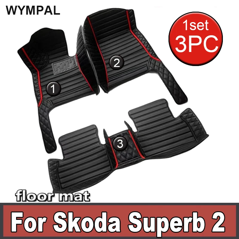 

Custom Automotive Car Floor Mats For Skoda Superb 2 2013 2014 2015 Auto Luxury Leather Men Women Car Mats Full Coverage