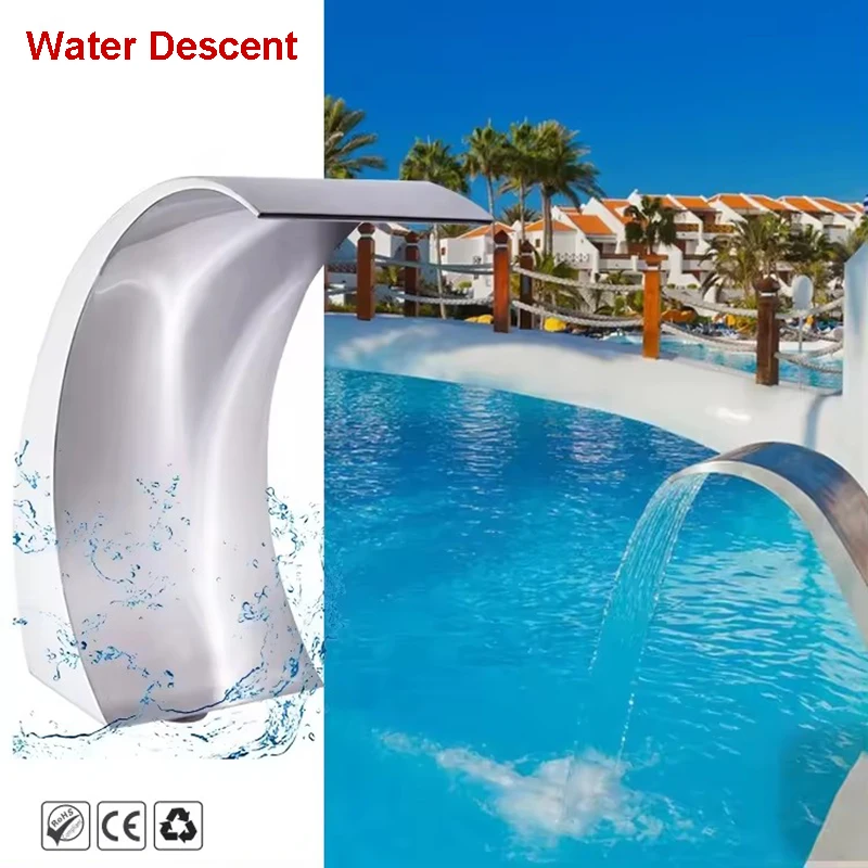 stainless steel waterfall fountain para piscina bico arc acessorios decorativos interiores spa impact 60x30cm 304 01