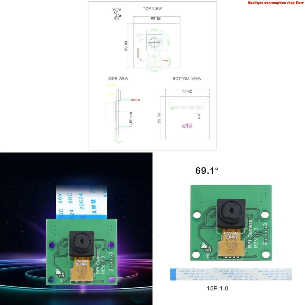 L9NA 5MP 1080p OV5647 Mini Camera Module with Ribbon Cable for RPi 2/4/3B+