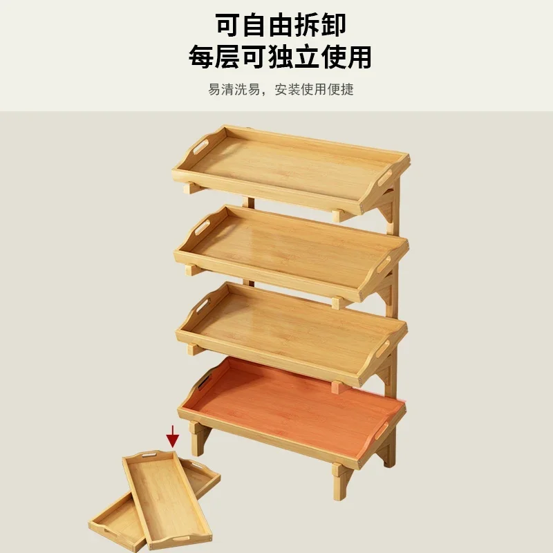 Kitchen fruit and vegetable multi-layer shelves, household simple vegetable rack against the wall, solid wood