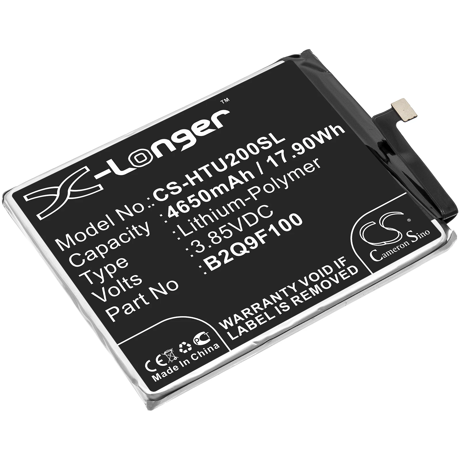 

Li-Polymer Mobile, SmartPhone Battery for HTC, 3.85V, 4650mAh , Compatible Models: F233, U20 5G