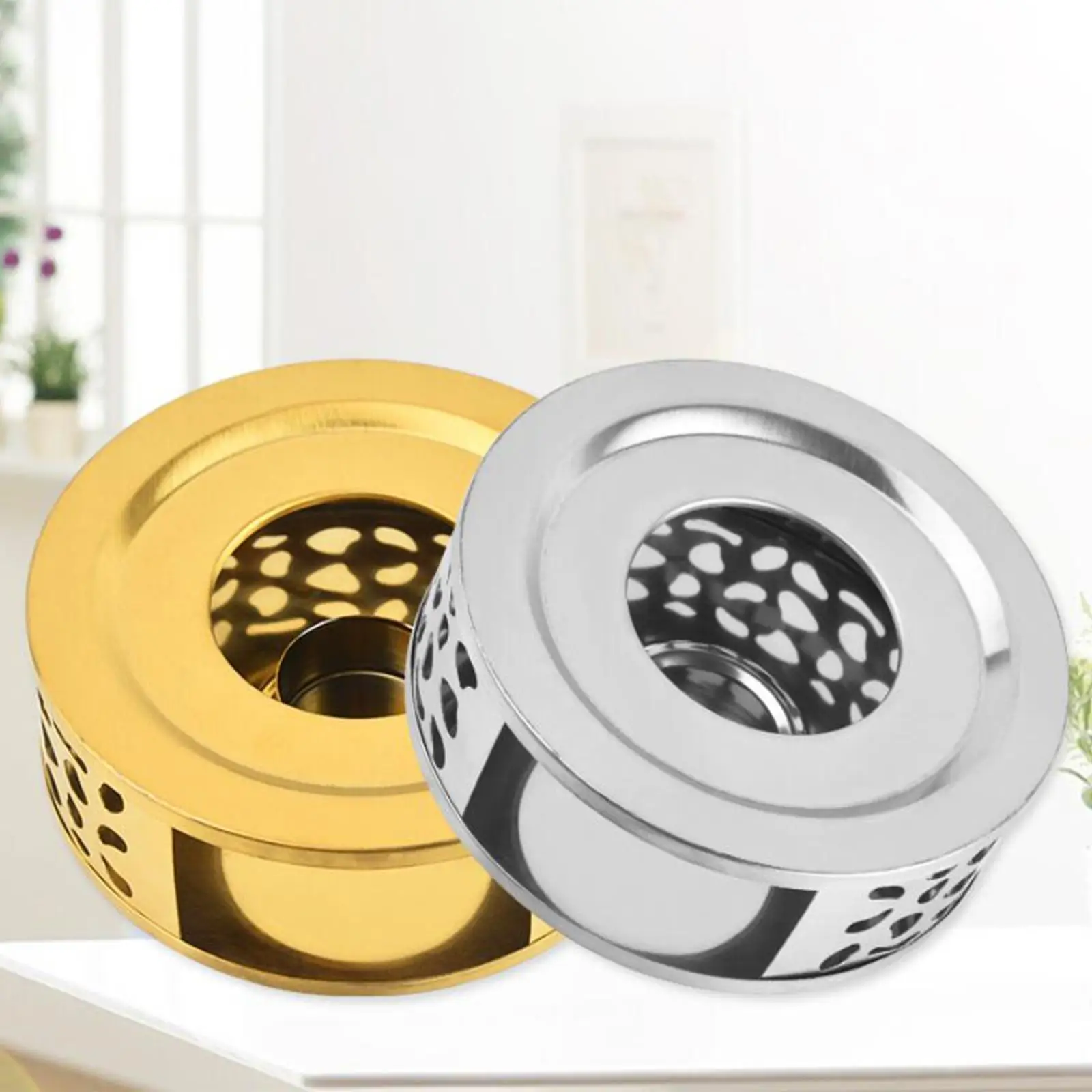 

Round Teapot Warmer 430 Stainless Steel Hollow Design Stand Candle Holder for Household Glass Teapot Cast Iron Pots Milk Warmer