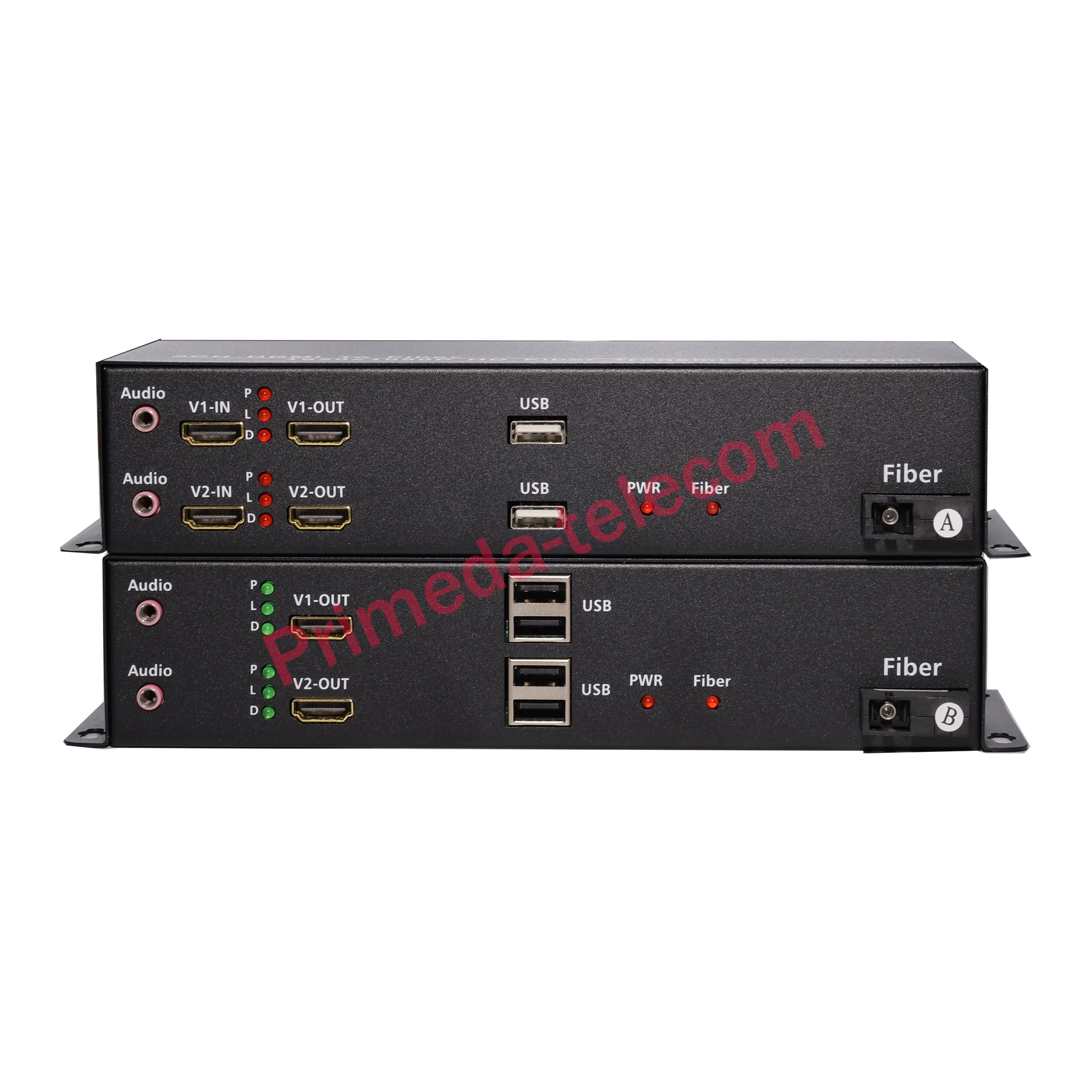 2 channel 1080P HDMI over Fiber Optic Extender Converter with 2 KVM and 2 independent 3.5mm Audio to Fiber SC Singlemode 20Km