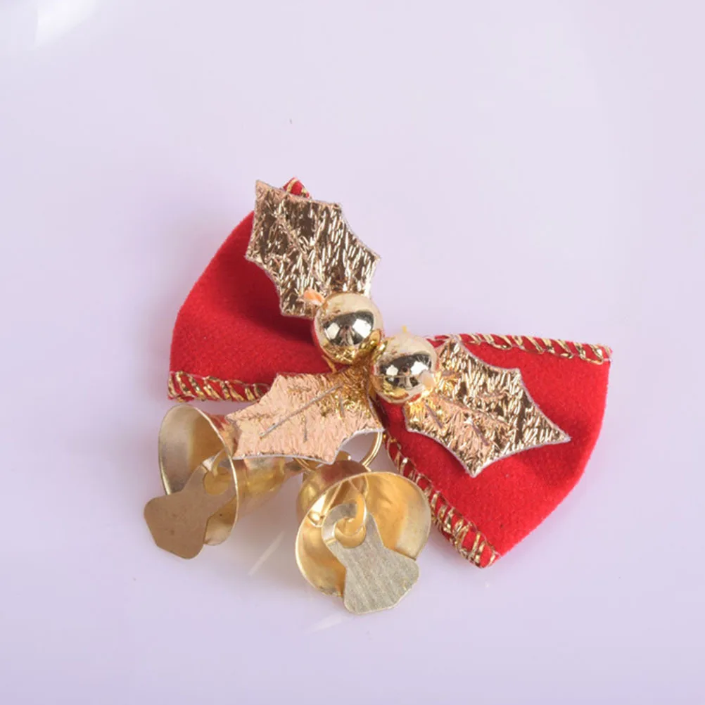 

12Pcs Bell Decorative Bow Mini Bowknot Christmas Tree Hanging Ornament Party Xmas Craft Decoration Bowknot with Bell