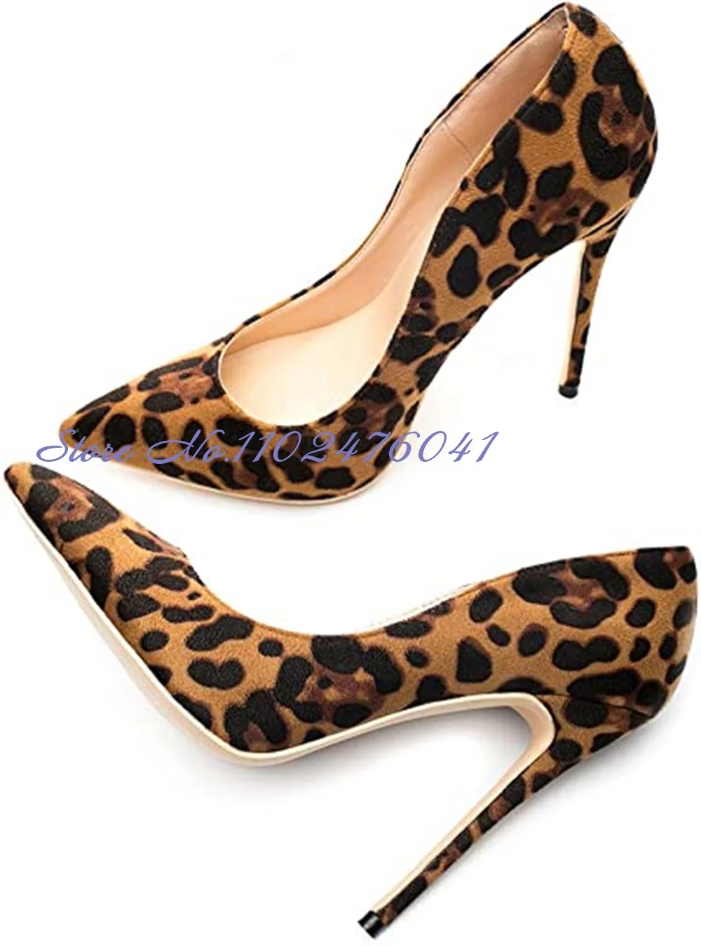 Women Leopard Printed High Heel Shoes 12cm Sky High Sexy Banquet Pumps 10cm 8cm Pointed Toe Slip-on Wedding Pumps Size45