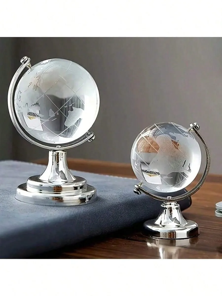 Crystal Globe High Transparency 3D Rotating Crystal Globe Office Living Room Decor,  Style Creative Desktop Ornament.