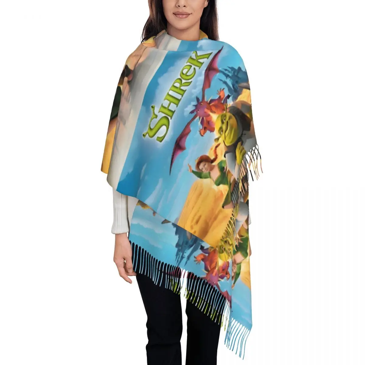 

Женский шарф с кисточками на заказ, мягкие мультяшные забавные шали в стиле аниме Kawaii, женские зимне-осенние шарфы