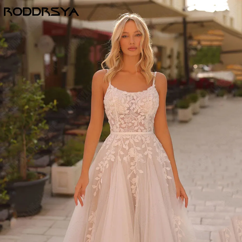 RODDRSYA Detachable Sleeves Wedding Dress Square Collar Applique A-Line Backless Vestido Novia Custom Made Civil Bride Dresses