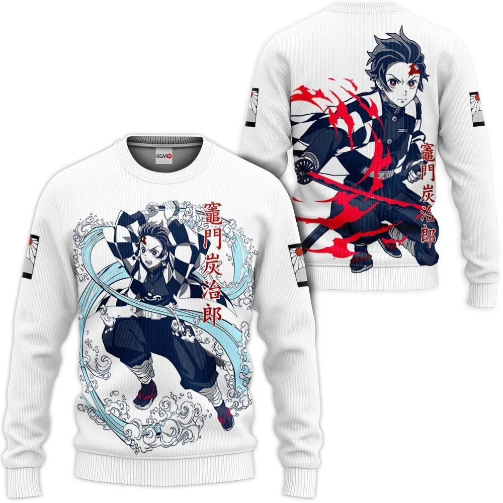 

New Anime Bandai Demon Slayer Series Fashion Street Plus Size Men's and Women's Autumn/Winter New Round Neck Hoodie