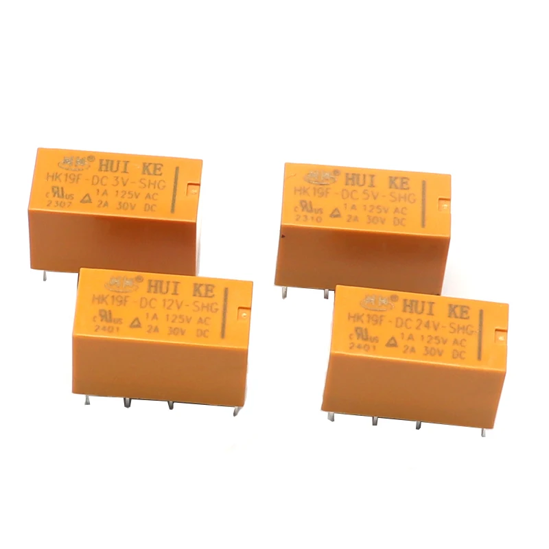 【5PCS】Coil DPDT 8 Pin 2NO 2NC Mini Power Relays PCB Type  HK19F-DC5V-SHG HK19F-DC12V-SHG HK19F-DC24V-SHG 3V 5V 9V 12V 24V
