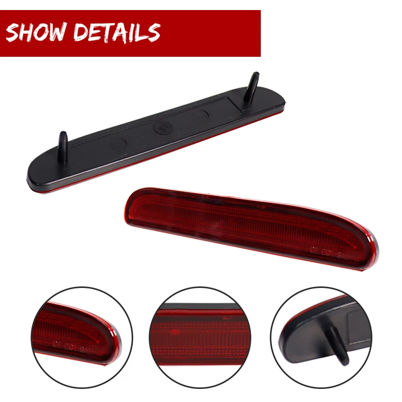 2PCS Smoked / Red Lens Car Rear Bumper Side Fender Marker Light Cover Housings Kit For 1994-1998 Ford Mustang, No Bulb / Socket