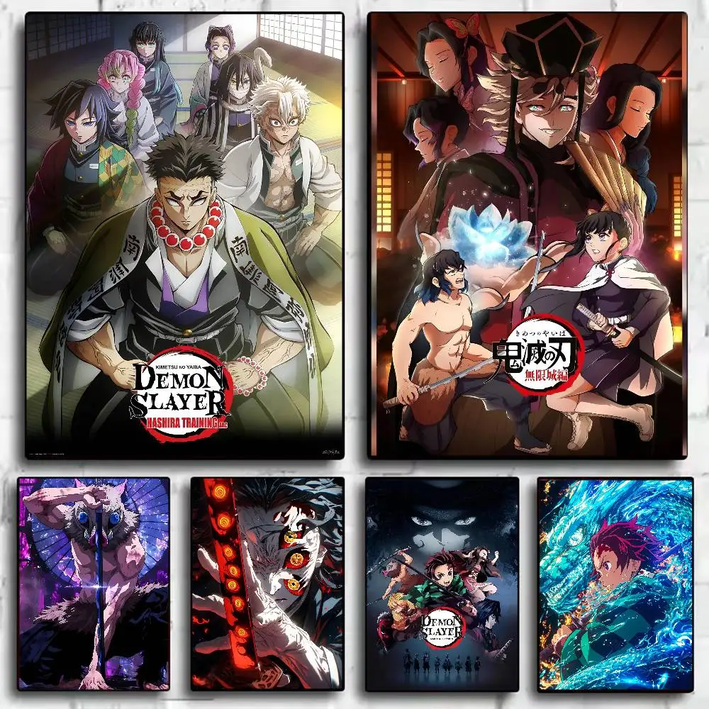 Póster de Anime D-Demon Slayer, arte HD, pared adhesiva, impermeable, hogar, sala de estar, dormitorio, Bar, decoración estética