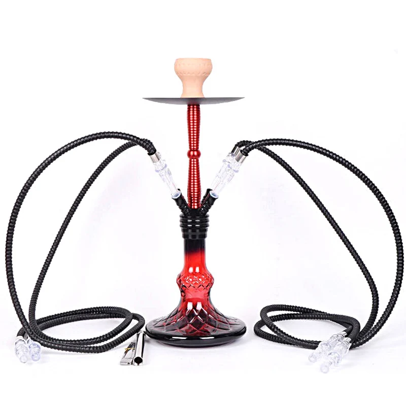 

Stainless steel,Black Blue Red,22.8in\58cm Medium Premium,Four Hose 4,Bar Shisha Full Set Luxury Smoking Pipe Hookah Set