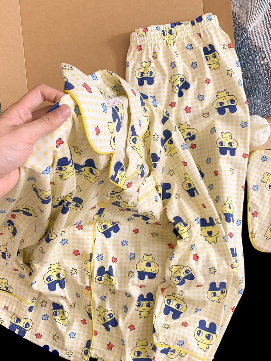 Cartoon Tamagotchi Pyjama Tweedimensionale broek met lange mouwen Huiskledingset Comfortabele en zachte pyjama Kerstcadeau