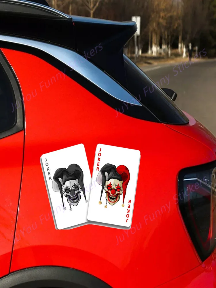 FUYOOHI Funny Stickers Exterior Accessories Personality Joker Clown Circus Playing Cards Creepy Decal PVC Motorcycle Car Sticker