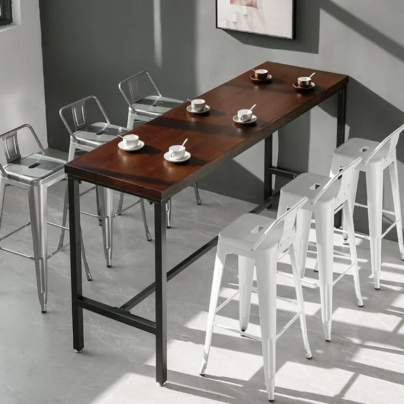 Solid Wood High Footed Tables And Stools Minimalist Bar Seats Counter Chair Iron Great Bench Modern Design