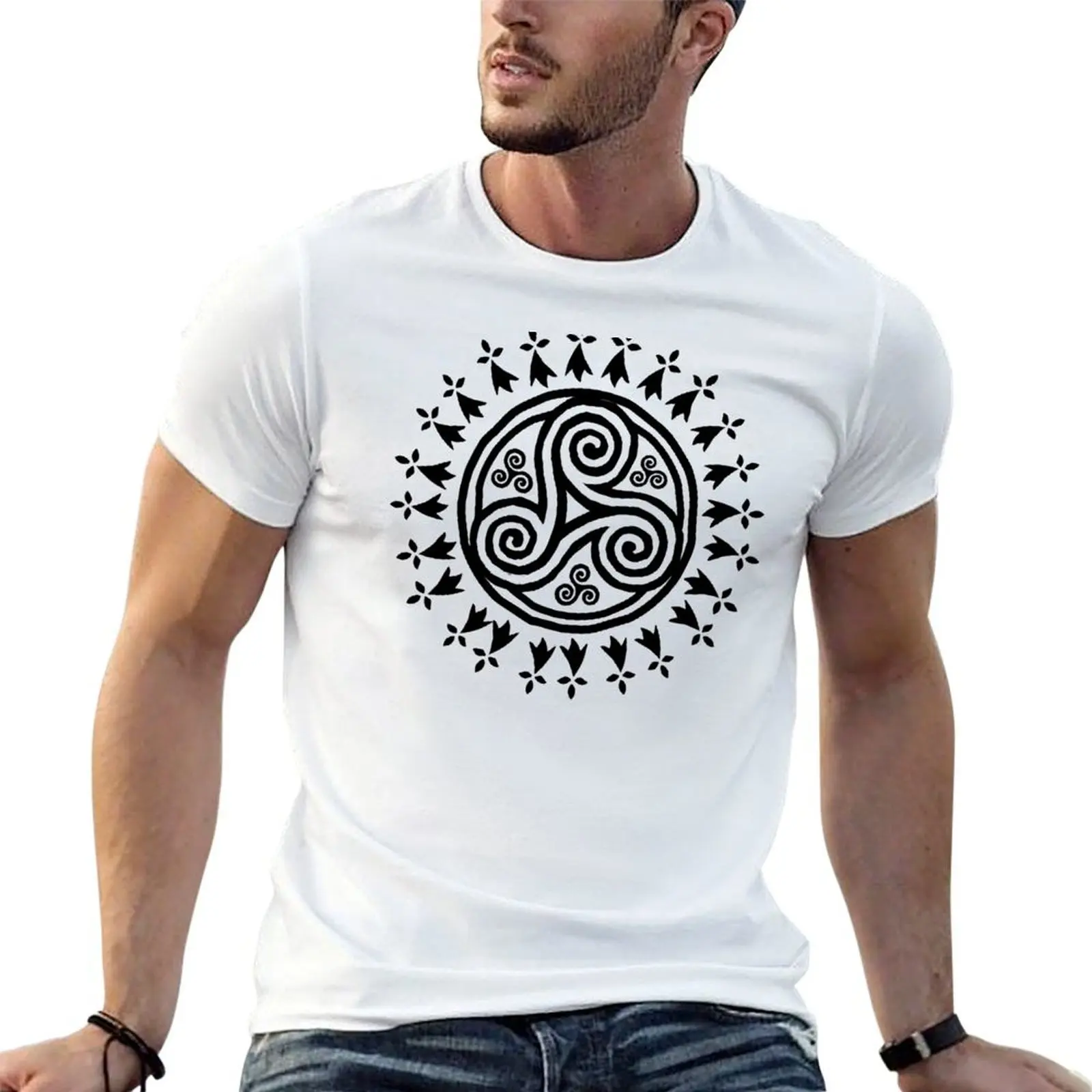 Paquete de algodón de gran tamaño Breton t anime t camisas casuales hombre hombres camisa triskels camisas camiseta para