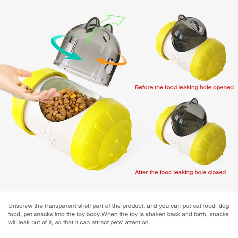 Dog Slow Feeder Toy Leaking Food Dispenser Healthy Diet Swing Tumbler Pulley Toy Fit for Small Middle Size Pets Interactive Game