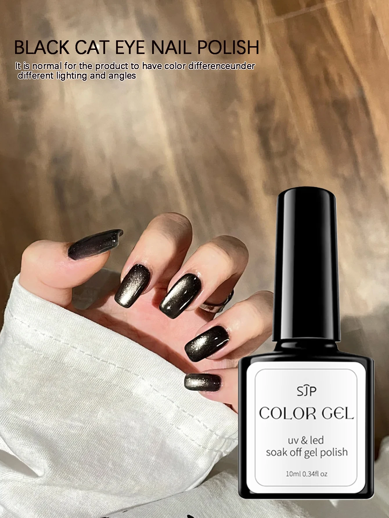 10ml zwarte cat eye nagellak Kerst gel nagellak, Y2k winter basislaag veegvrije toplaag matte nagellak Halloween ma