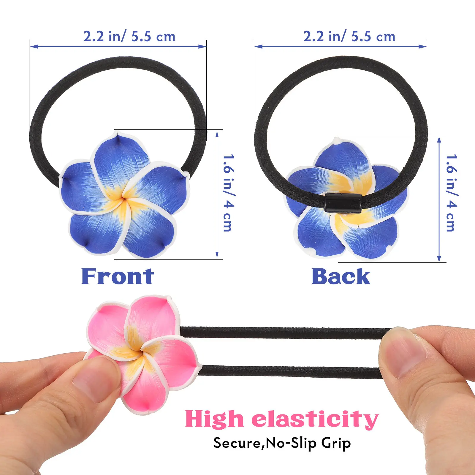 

12Pcs Flower Hairbands Plumeria Hair Decoration Elastic Hair Rope for Tropical Parties Beach Weddings Hula Skirts Summer Dresses