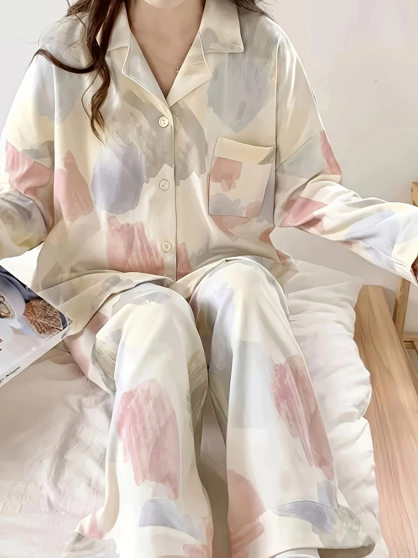 

2025 New Women's Spring/Autumn Long Sleeve Maxi Skirt Pajama Set | High-Value Premium Minimalist Lazy Style Loungewear