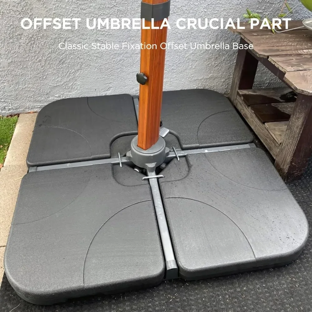 Patio Umbrella Stand Base - 4-Piece 265lbs Outdoor Offset Cantilever Umbrella Heavy Duty Weights Square Base Water