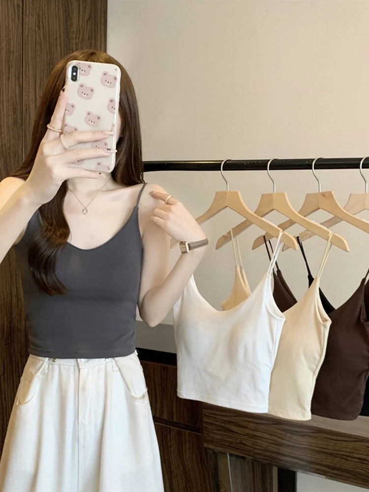 

Топ-майка Emily Clud Pure Desire с V-образным вырезом, для ношения как под одеждой, так и поверх, с красивыми бретелями и вкладышами для груди, женская модная летняя одежда