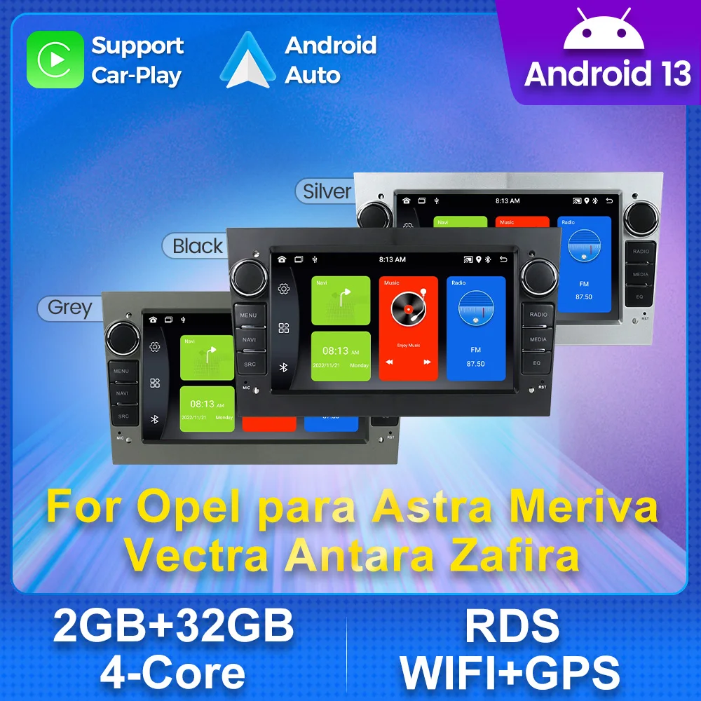 

2 Din 7" Autoradio Multimedia GPS BT For Opel Astra H J Vectra Vauxhall Antara Zafira Corsa Vivaro Wireless CarPlay Android Auto