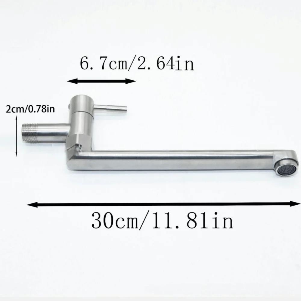 180° Rotation Wall Mount Sink Tap Non-slip Handle Rustproof Kitchen Faucet Lengthened Outlet Soft Water Flows