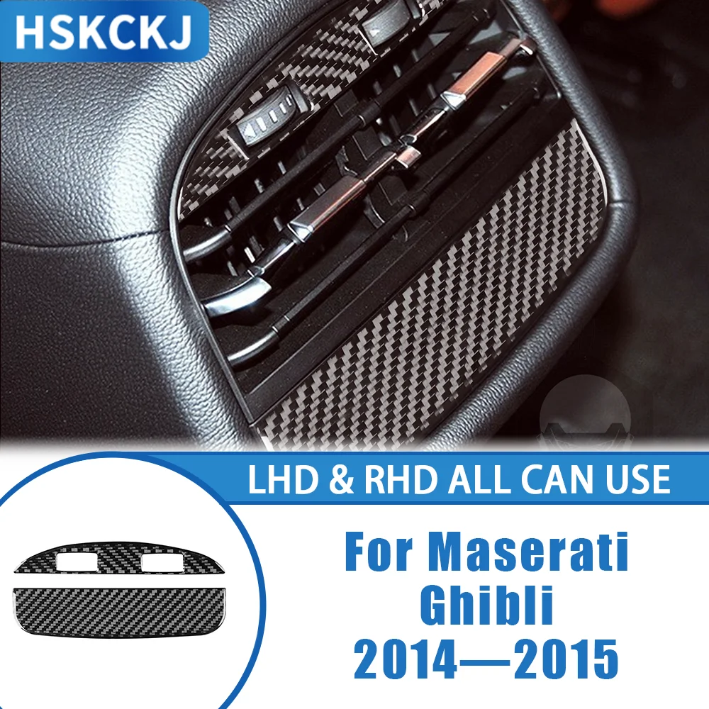 

For Maserati Ghibli 2014—2015 Car Accessories Carbon Fiber Rear Console Air Vnet Panel Interior Cover Trim Sticker Modification