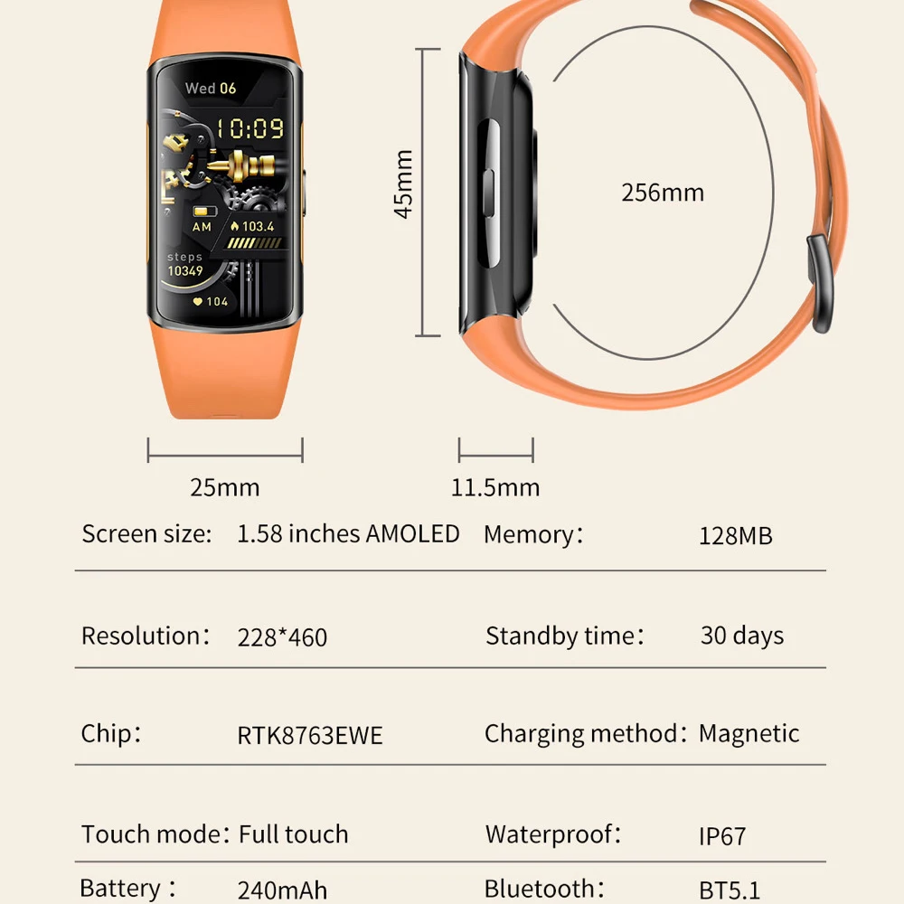 2025 패션 남녀 AMOLED 스크린 스포츠 피트니스 스마트워치 전화 알림 방수 심박수 건강 스마트워치 선물