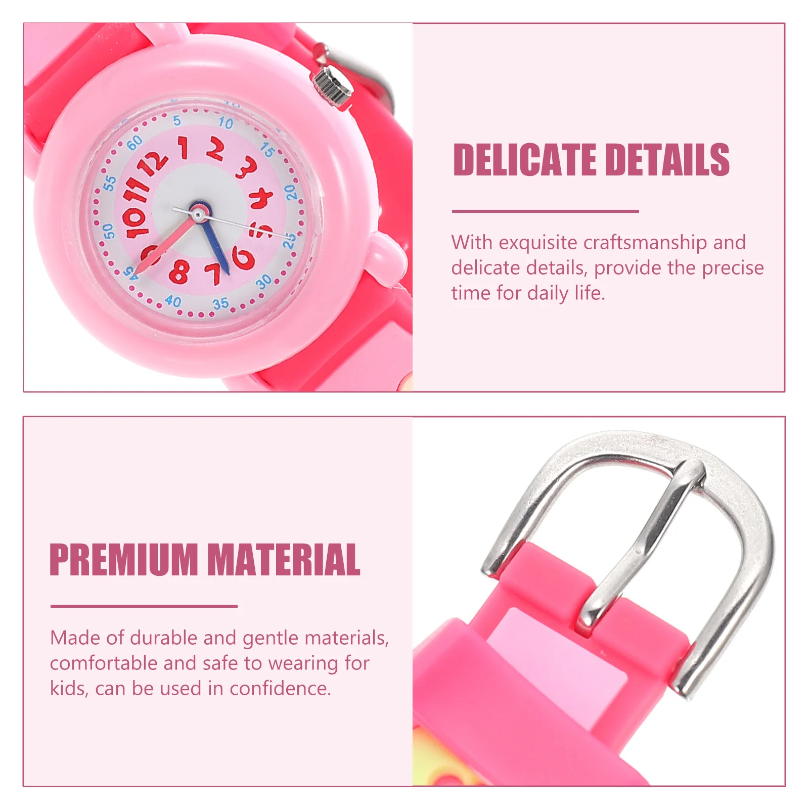 Silicone Watch Heart Pattern Lightweight Adjustable Cartoon Wristwatch Portable Birthday Gift Watch