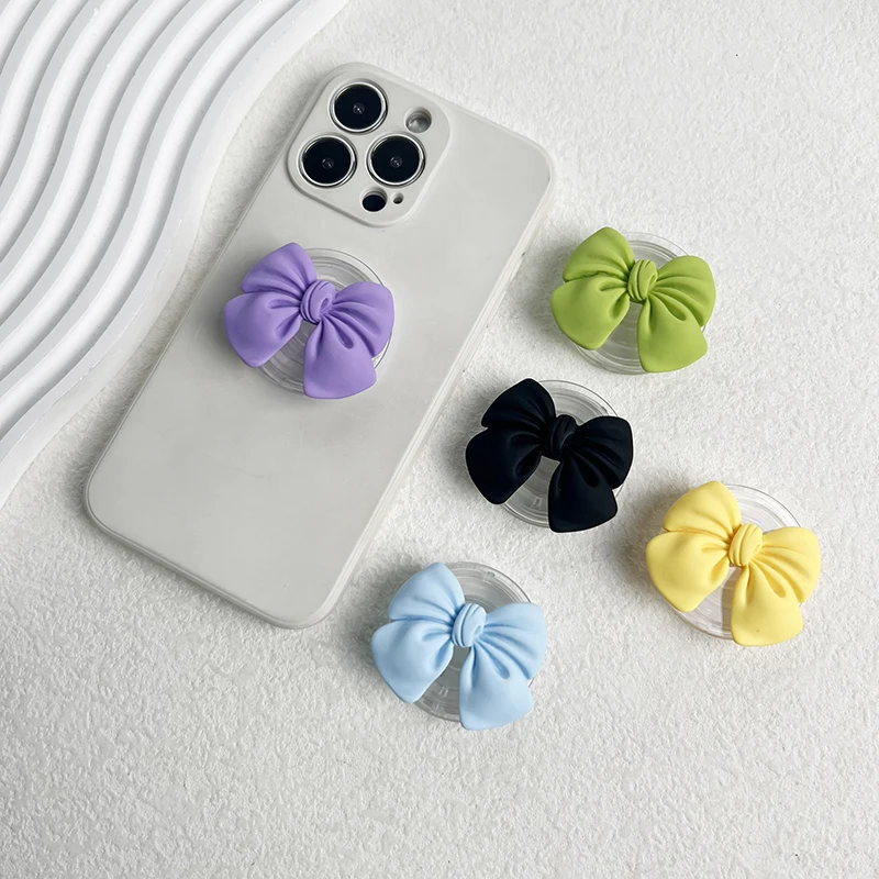 귀여운 컬러풀 리본 폰 그립톡 확장형 데스크탑 스탠드 마카롱 레진 아이폰17용 접이식 홀더 액세서리 브래킷