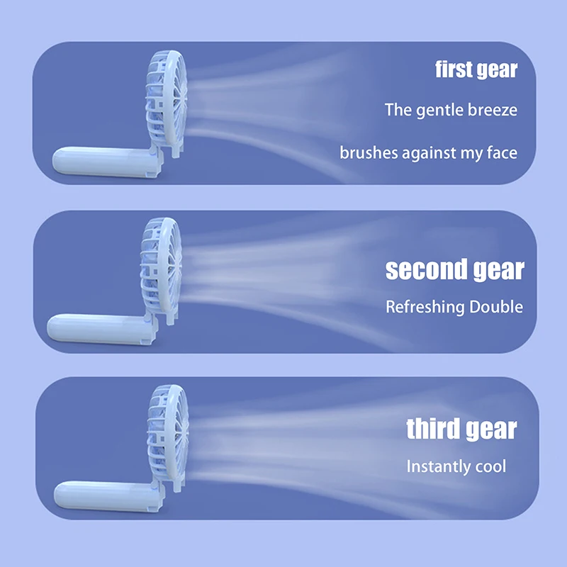 300 мАч 180 °   Складные мини-портативные вентиляторы Ручные USB-перезаряжаемые 3-ступенчатые вентиляторы Настольный бесшумный вентилятор Охлаждающие уличные ручные вентиляторы