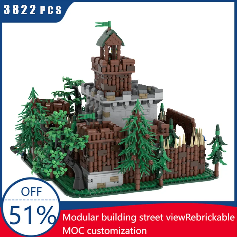 3822 PCS MOC Middeleeuwse Guardian Fortress Bouwsteen Retro Architectuur Model Display Speelgoed Voor Kinderen DIY Montage Verjaardagscadeautjes