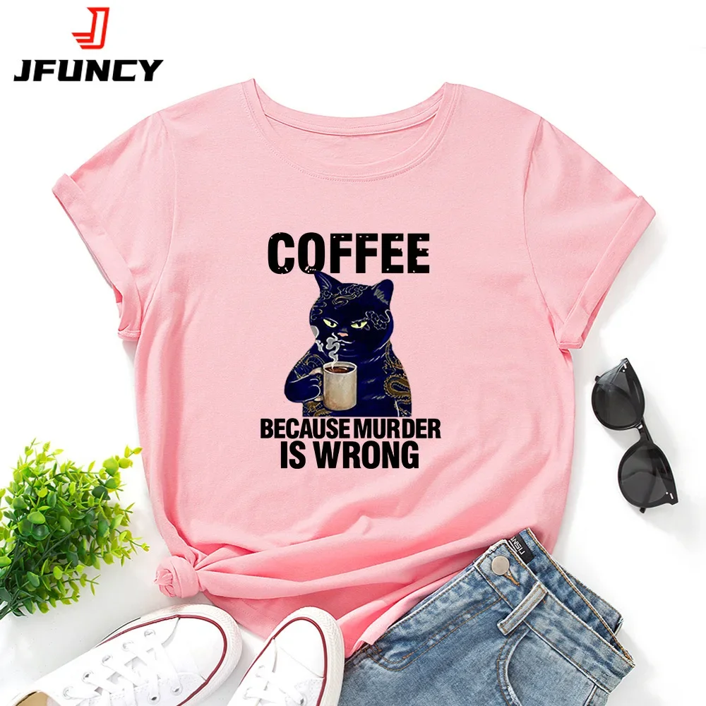 

JFUNCY Oversized Women's T-shirt Short Sleeve Top Woman Clothing Korean Fashion Summer Cotton Graphic Harajuku T Shirt